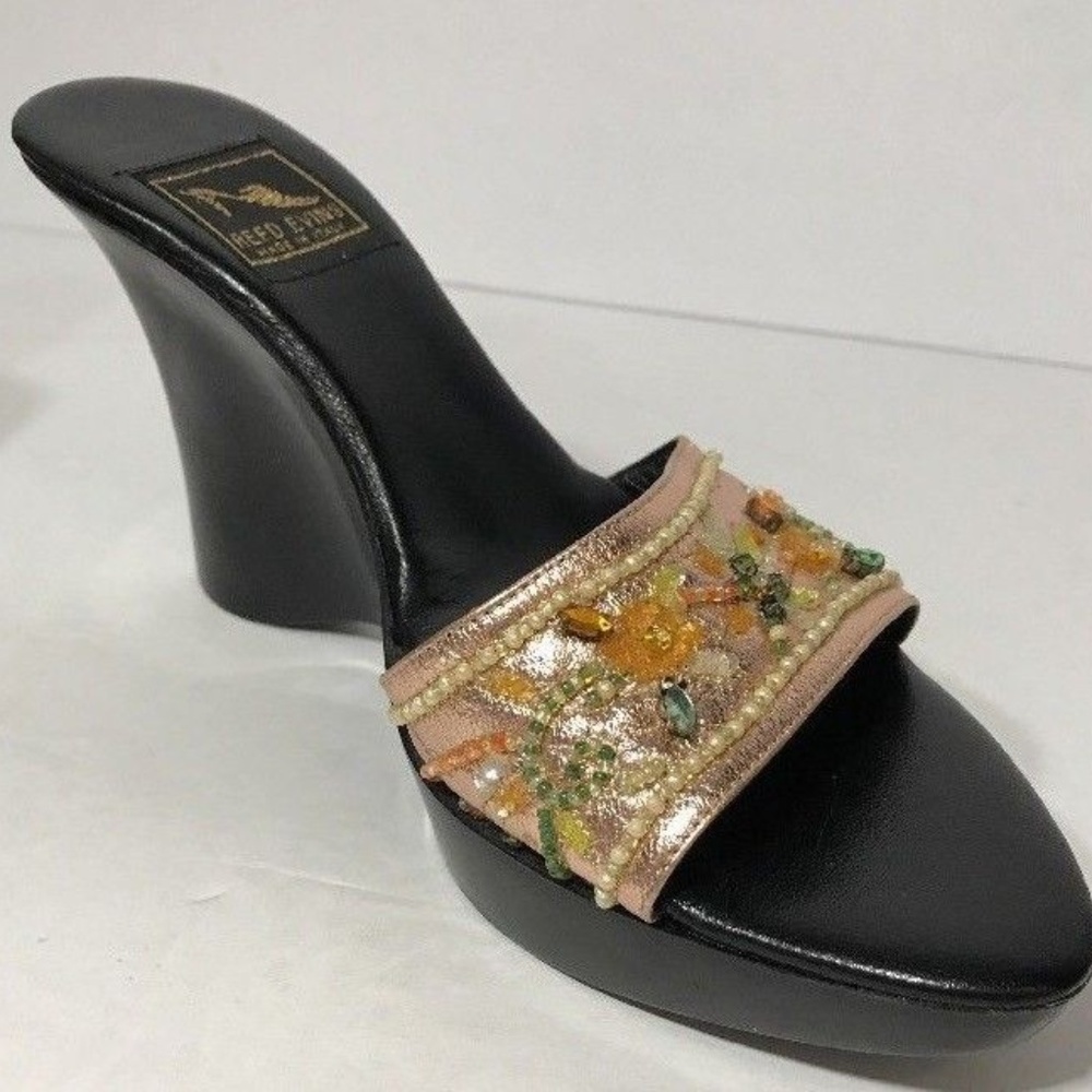 Reed Evins Wedge Heels Jeweled Made Italy 395.00